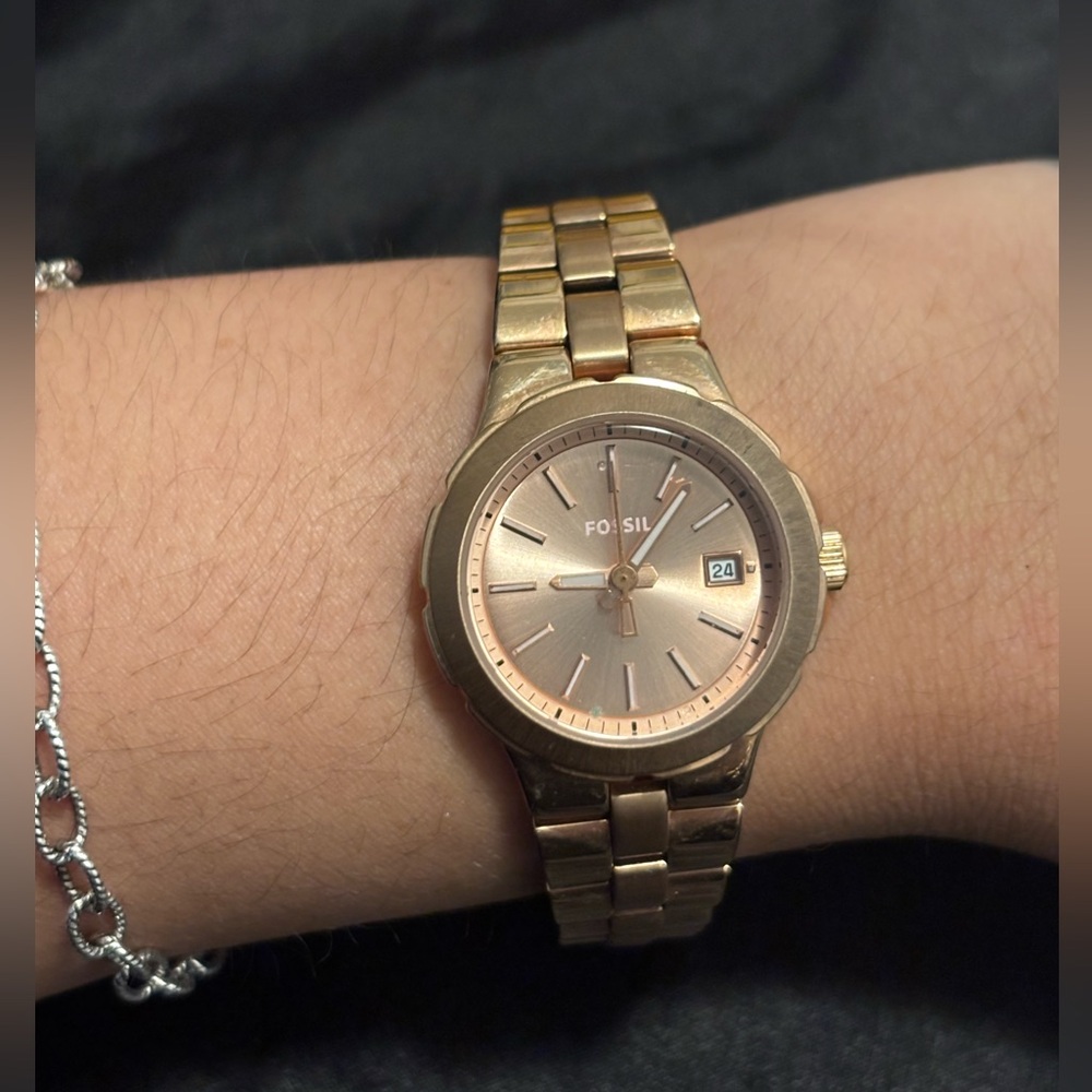 Fossil Rose Gold Watch with Date Display